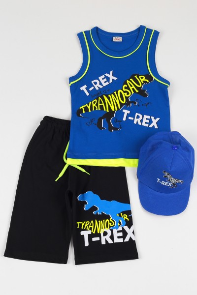 saks-mavisi-5-8-yas-sapkali-t-rex-baskili-erkek-cocuk-kaprili-takim-112383
