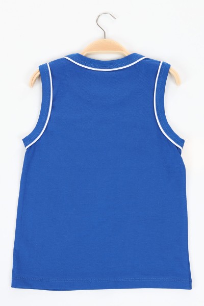 Saks Mavisi (5-8 yaş)Kolsuz Mıckey Baskılı Erkek Çocuk Tişört 121060