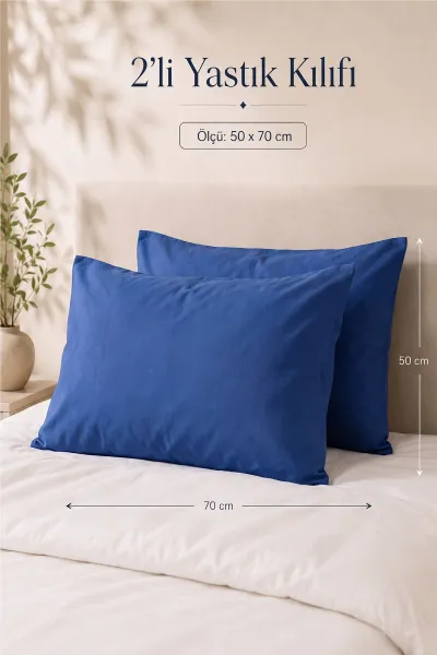 Saks Mavisi 50x70 Cm Bella Home Jelatinde Kapaklı 2'li Yastık kılıfı 479583