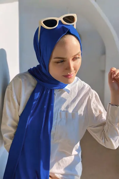 Saks Mavisi 75x190 Düz Penye Şal 287346