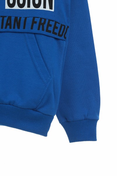 Saks Mavisi (8-12 Yaş) Freedom Baskılı İki İp Şardonlu Erkek Çocuk sweat 139795
