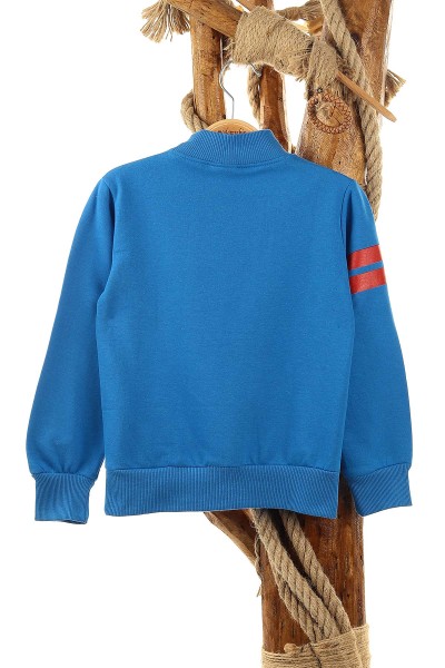 Saks Mavisi (9-12 Yaş) Navigatör Baskılı İki İp Şardonlu Erkek Çocuk Sweat 148940