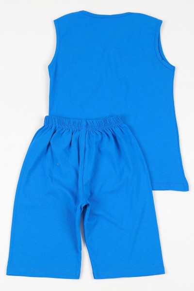 Saks Mavisi (9-12 yaş) Poppy Canavar Baskılı Erkek Çocuk Şortlu Takım 109061