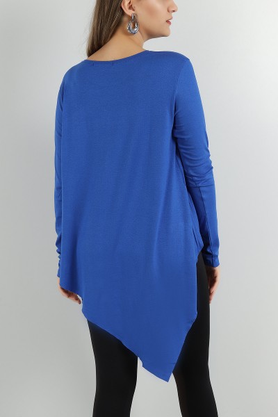 Saks Mavisi Asimetrik Kesim Viskon Bluz 147690