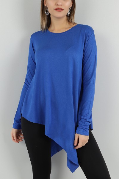 Saks Mavisi Asimetrik Kesim Viskon Bluz 147690