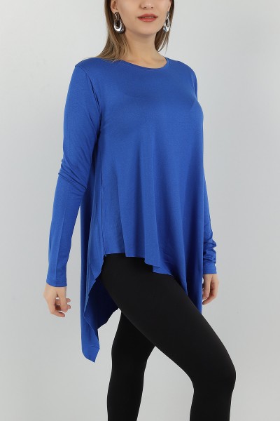 Saks Mavisi Asimetrik Kesim Viskon Bluz 147690