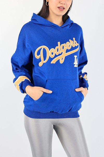 Saks Mavisi Baskılı İçi Şardonlu Bayan Sweat 88366