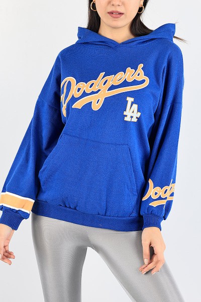 Saks Mavisi Baskılı İçi Şardonlu Bayan Sweat 88366