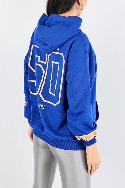 Saks Mavisi Baskılı İçi Şardonlu Bayan Sweat 88366