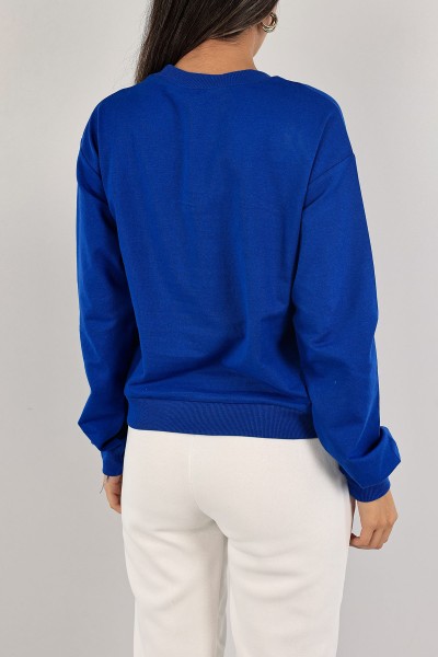 Saks Mavisi Baskılı İki İp Bayan Sweat 135908
