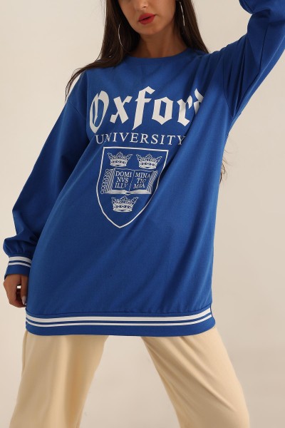 Saks Mavisi Baskılı İki İp Sweat Tunik 198365