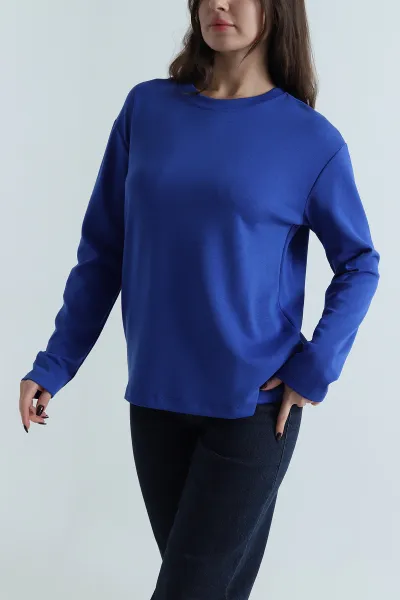 Saks Mavisi Bisiklet Yaka Oysho Kadın Bluz 498812