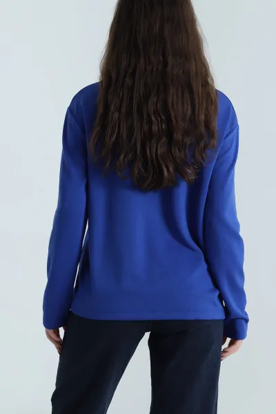 Saks Mavisi Bisiklet Yaka Oysho Kadın Bluz 498812