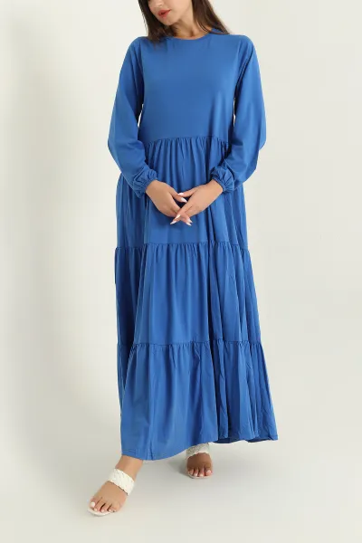 Saks Mavisi Bisiklet Yaka Süprem Elbise 285648