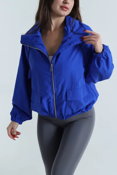 Saks Mavisi Biyeli Kraş Kadın Ceket 496663