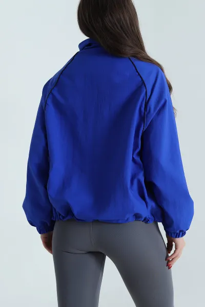 Saks Mavisi Biyeli Kraş Kadın Ceket 496663