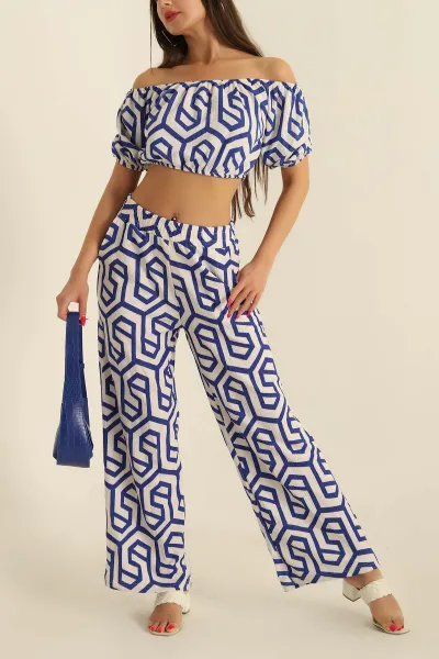 Saks Mavisi Bluz Pantolon İkili Takım 254863