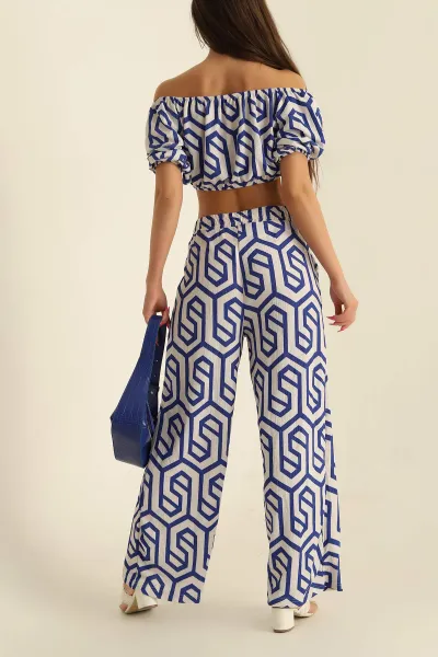 Saks Mavisi Bluz Pantolon İkili Takım 254863
