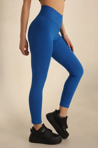 Saks Mavisi Çapraz Tasarım Çelik Tayt 236626