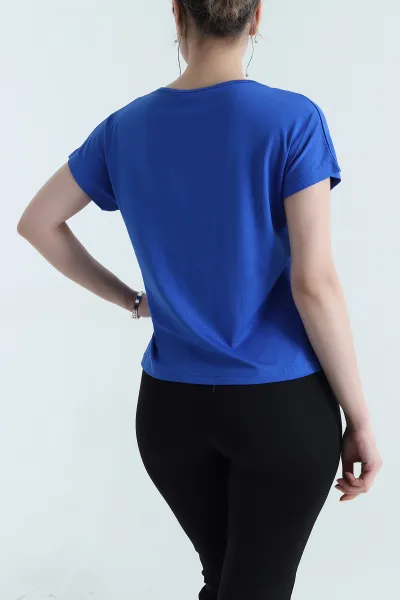 Saks Mavisi Dantelli Yaka Viskon Kadın Bluz 454391