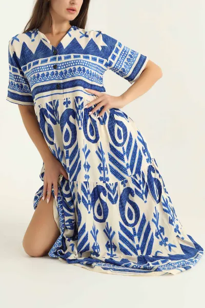 saks-mavisi-desenli-dugmeli-dokuma-elbise-290046