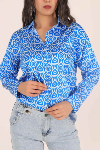 saks-mavisi-desenli-saten-bayan-gomlek-170074