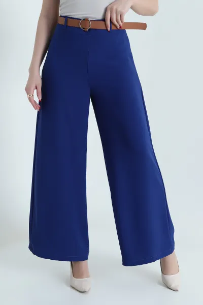 Saks Mavisi Fermuarlı Tencel Crep Kadın Pantolon 440767
