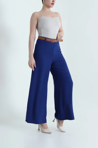 Saks Mavisi Fermuarlı Tencel Crep Kadın Pantolon 440767