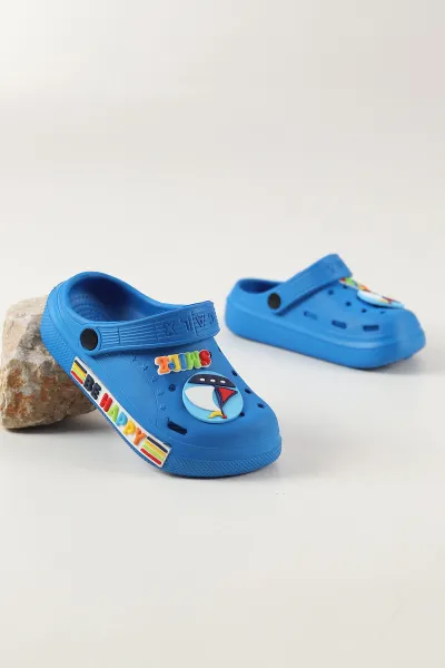 Saks Mavisi Figürlü Erkek Çocuk Sandalet 462452