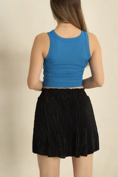 Saks Mavisi Fitilli Kolsuz Bluz 253314