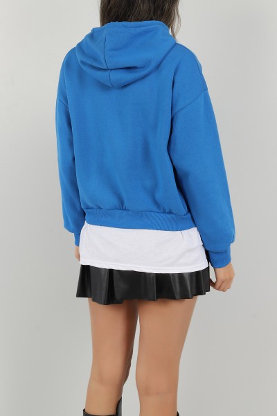 Saks Mavisi Garnilli İçi Şardonlu Bayan Sweat 146351