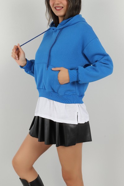 Saks Mavisi Garnilli İçi Şardonlu Bayan Sweat 146351