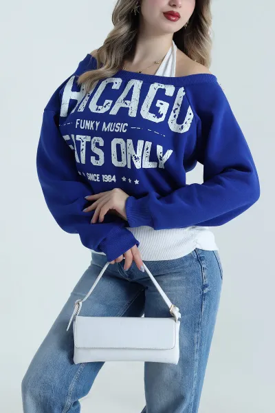 Saks Mavisi İç Atletli Şardonlu Kadın Sweat 495466