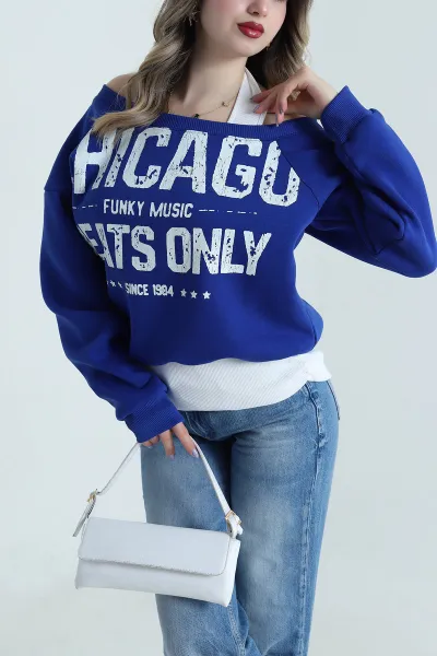 Saks Mavisi İç Atletli Şardonlu Kadın Sweat 495466