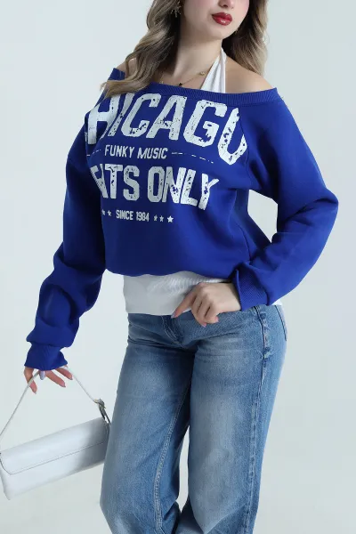 Saks Mavisi İç Atletli Şardonlu Kadın Sweat 495466