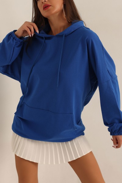 Saks Mavisi İki İp Kapşonlu Sweat Tunik 198444