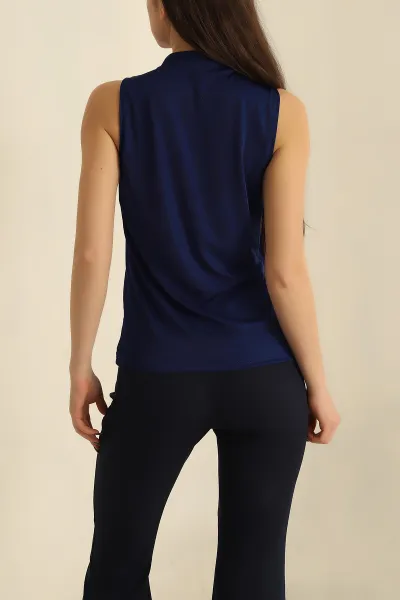 Saks Mavisi Kruvaze Yaka Buzzy Bluz 248993