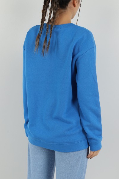 Saks Mavisi Nakışlı Şardonlu Bayan Sweat 149186