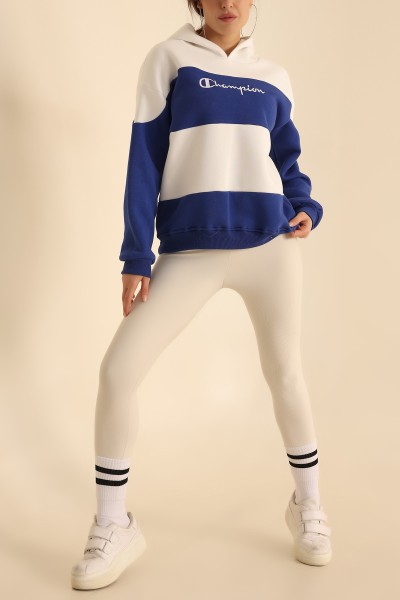 Saks Mavisi Nakışlı Şardonlu Owersize Sweat 216702