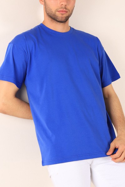 Saks Mavisi Oversize Basic Erkek Tişört 184262