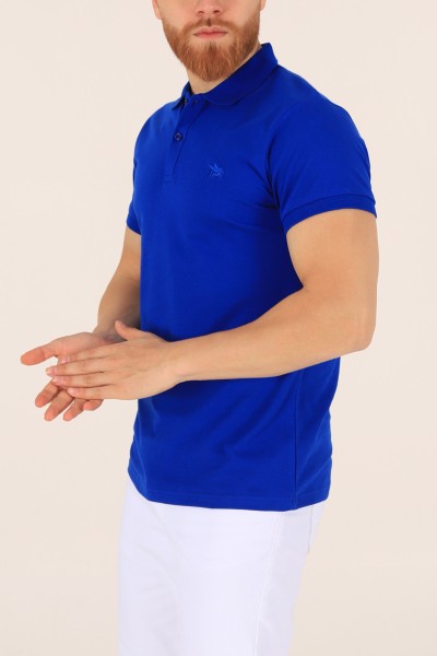 Saks Mavisi Polo Yaka Dügmeli Erkek Tişört 171497