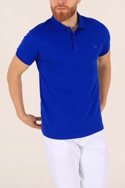 Saks Mavisi Polo Yaka Dügmeli Erkek Tişört 171497