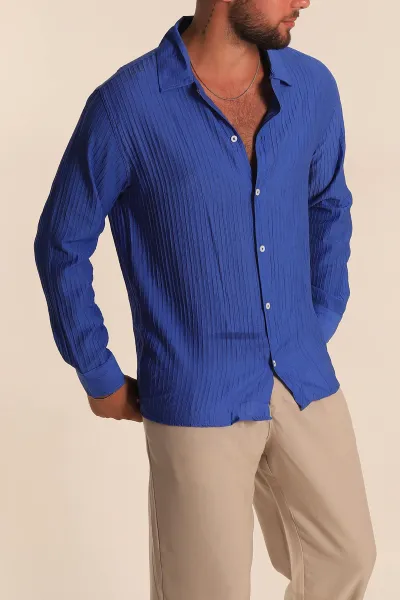 saks-mavisi-regular-fit-plise-dokulu-erkek-gomlek-285474