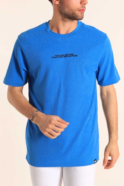 saks-mavisi-relaxed-fit-dokulu-slogan-baskili-erkek-tisort-186773