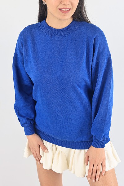 Saks Mavisi Ribanalı Şardonlu Bayan Sweat 88399