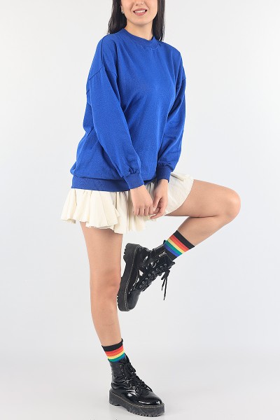 Saks Mavisi Ribanalı Şardonlu Bayan Sweat 88399