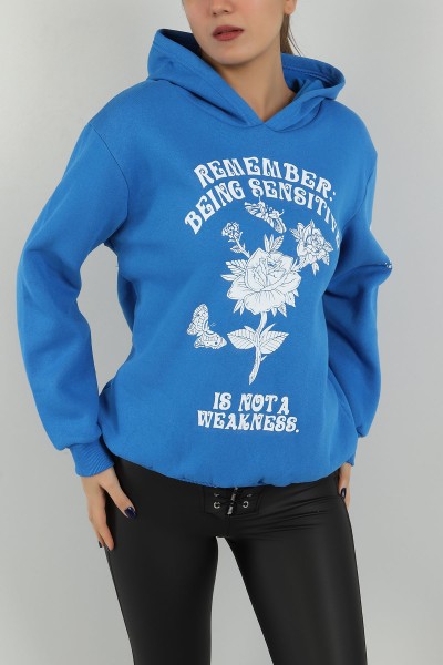 Saks Mavisi Şardonlu Baskılı Bayan Sweat 146305