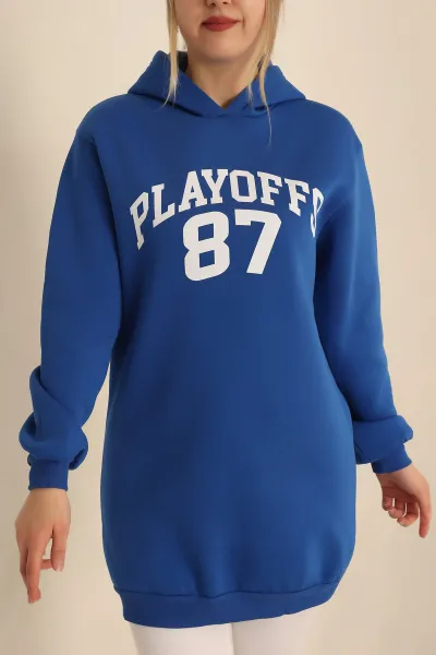 Saks Mavisi Şardonlu Baskılı Sweat Tunik 228105