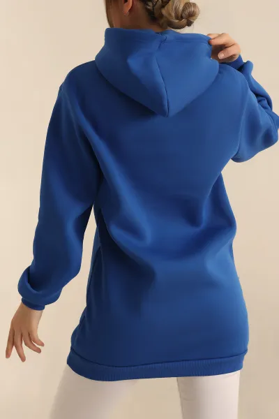 Saks Mavisi Şardonlu Baskılı Sweat Tunik 228105