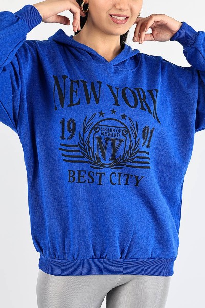 Saks Mavisi Şardonlu Bayan Sweat 88354